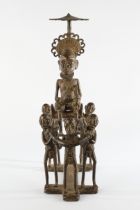 Figurengruppe, "Oba mit Gefolge", Benin, Nigeria, Afrika, Bronze, patiniert, der Fürst auf einem Tr