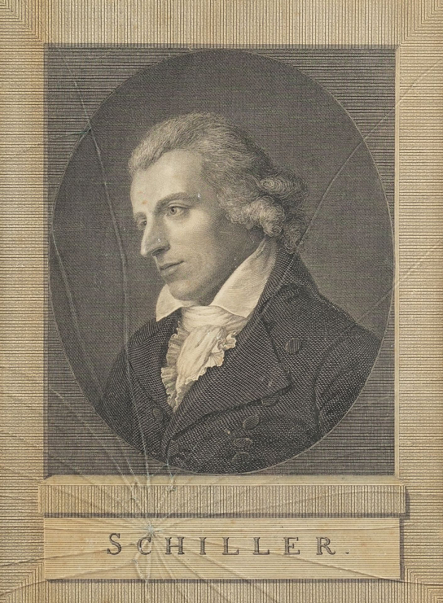 "Portrait Fridrich Schiller" with curls of the poet, with curls of the poet, 