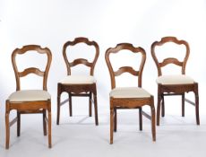 Satz von vier Stühlen, Frankreich, Louis Philippe, um 1870, filigrane Konstruktion mit geschweifter