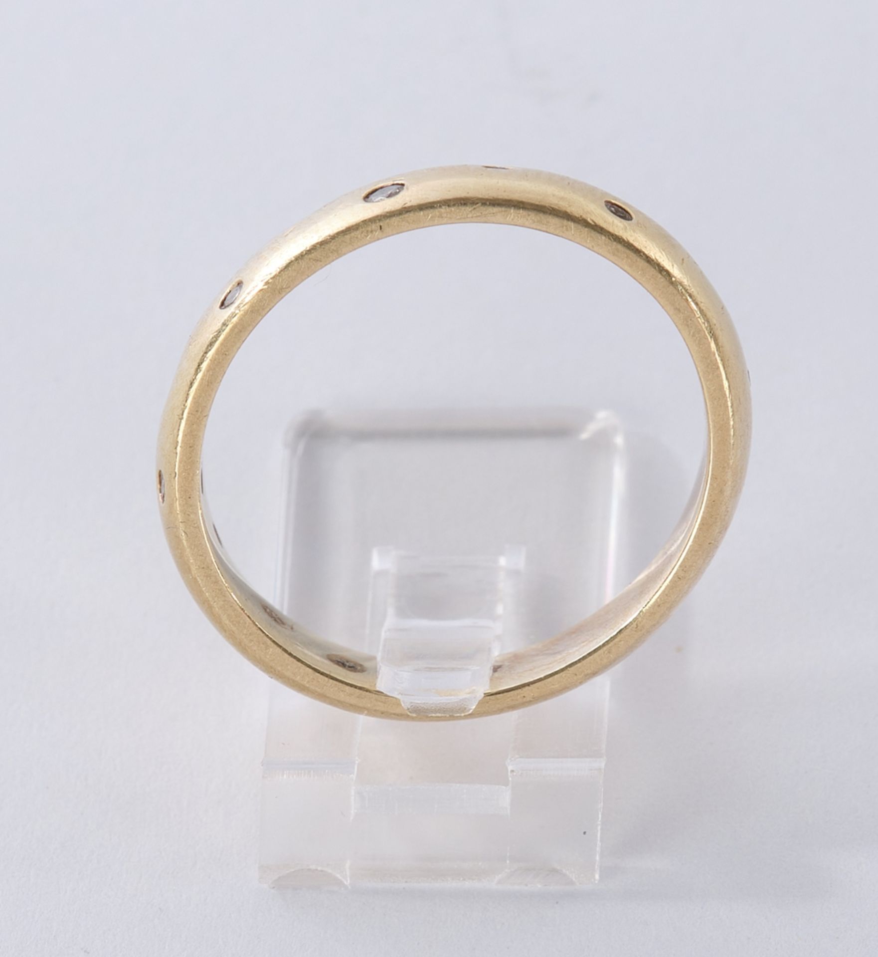 Ring, GG 585, 11 Brillanten zus. ca. 0.10 ct., etwa si, 4.9 g, RM 53.5 - Bild 3 aus 3