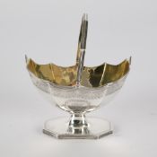 Zuckerkorb, Silber 925, George III, London, 1789, Henry Chawner, innen vergoldet, Stand und Wandung