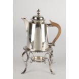 Coffee pot, silver 13-solder, German, 19th century, tremolier engraving, smooth conical shape, brow