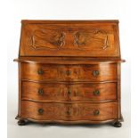 Baroque chest of drawers with writing attachment, Hesse, around 1770, solid walnut and veneered, tw