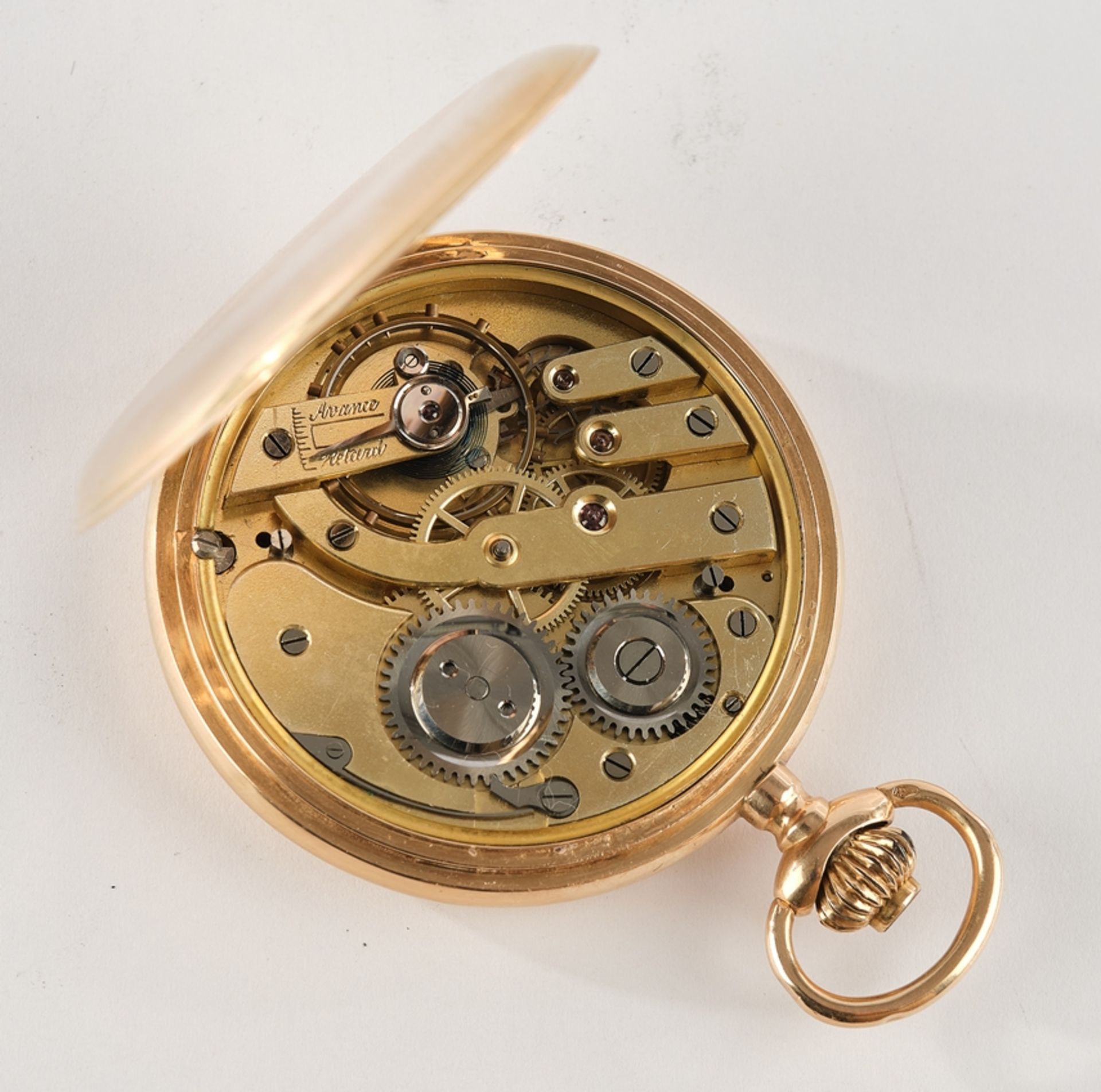 Erotic Savonette, Switzerland, circa 1900, case in yellow gold 585, both covers engine-turned, pain - Image 3 of 5