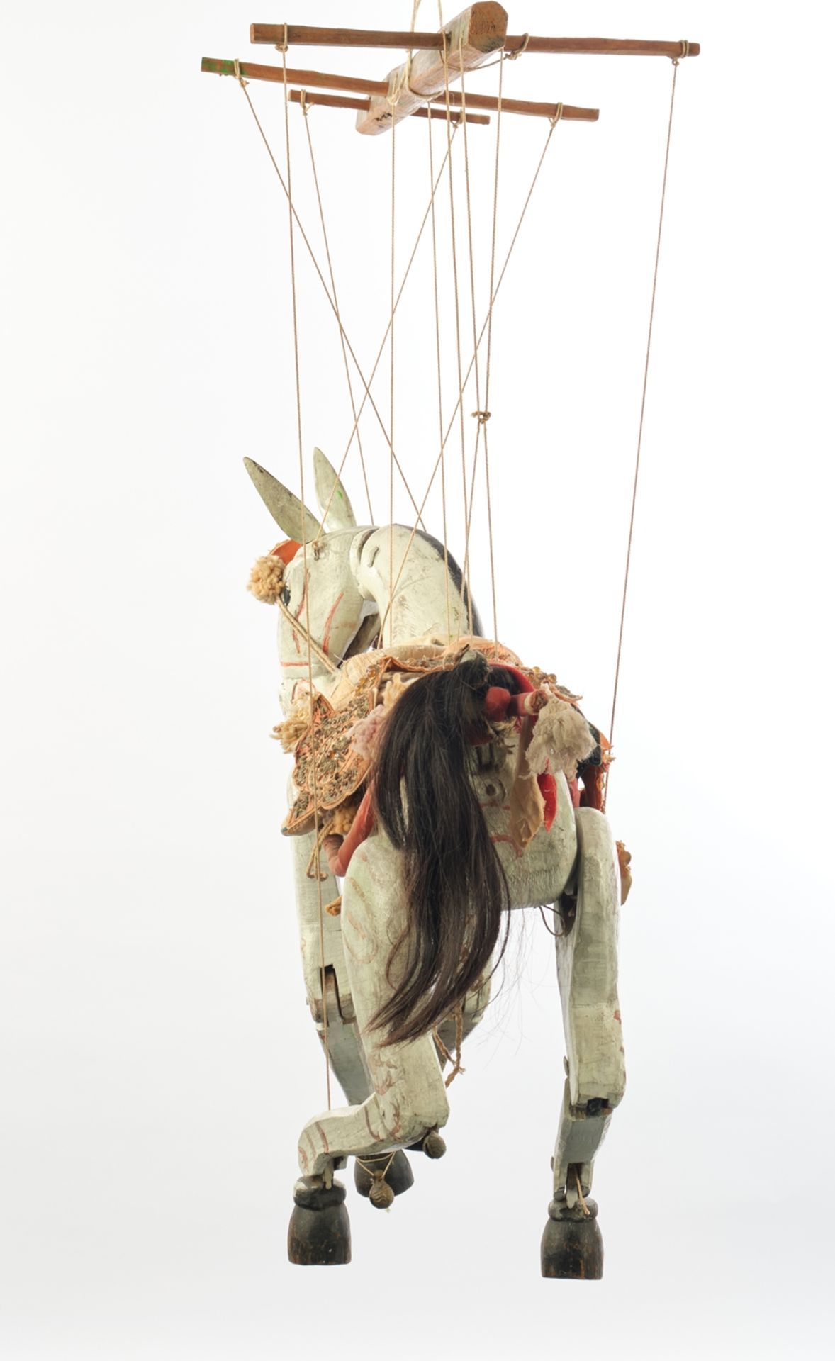 Marionette,,"Horse", Burma, 2nd half 20th century, wood, painted, fabric saddle, embroidered with b - Image 4 of 4