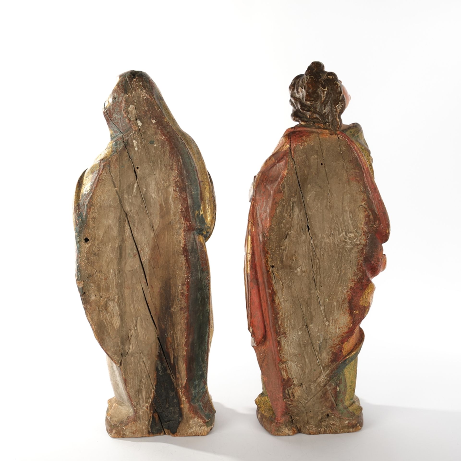 2 wooden figures(17th century),"Mary"and "John",(17th century), - Image 3 of 4