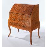 Louis XV style lady's bureau, German, probably 19th cent. walnut and various ornamental woods, camb