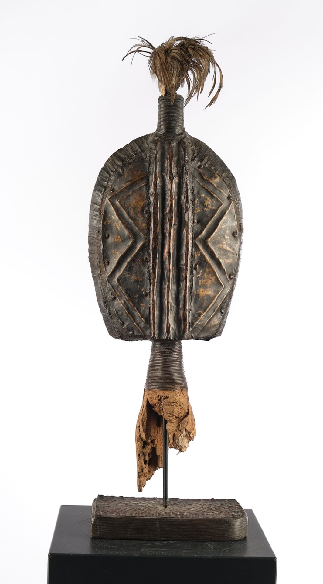 Reliquienfigur, Bakota, Gabun/Kongo, Afrika, Grabwächter aus Holzkern mit Metallumwicklung, Messing - Bild 3 aus 4