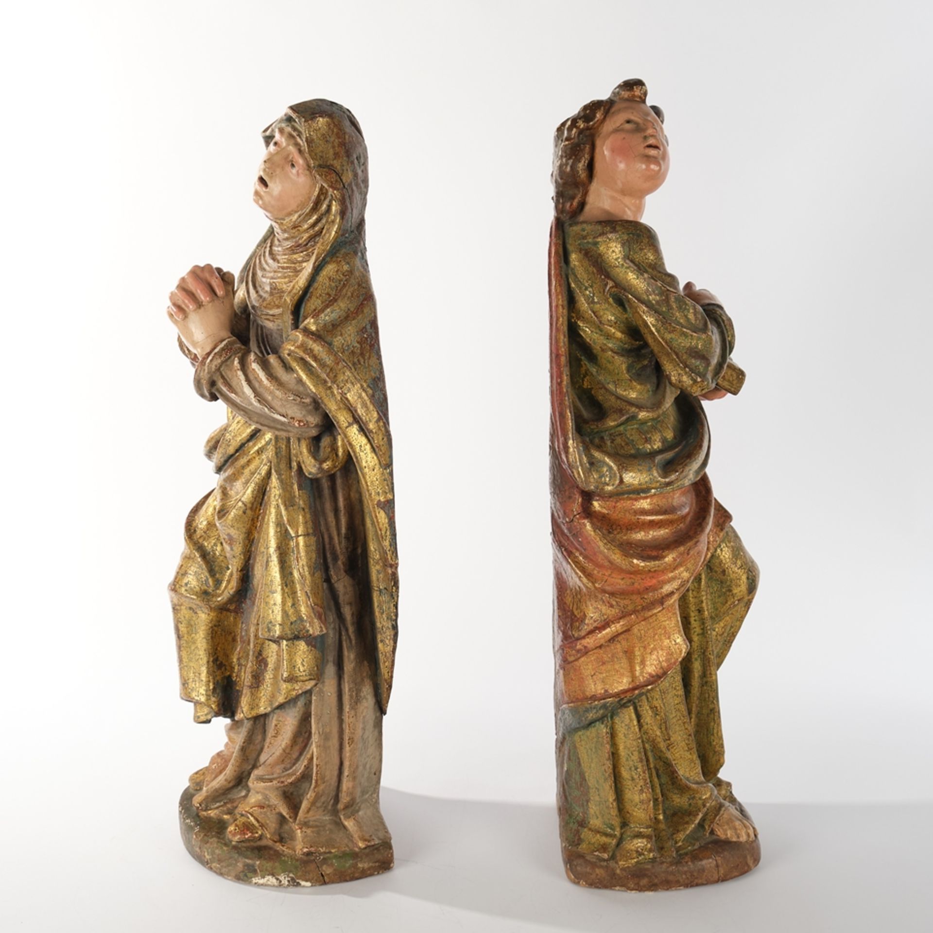 2 wooden figures(17th century),"Mary"and "John",(17th century), - Image 2 of 4