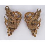 2 carvings, , "Dragons between leaf tendrils", Thailand, 19th/20th century, wood, gold bronzed, col