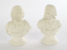 2 Büsten, "Marquis d'Argens", "Voltaire", KPM Berlin, nach 1775 (d'Argens) bzw. 1847-1849 (Voltaire
