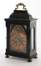 Stucco clock, Vienna, circa 1790, black wooden case glazed on four sides, brass front and dial in r