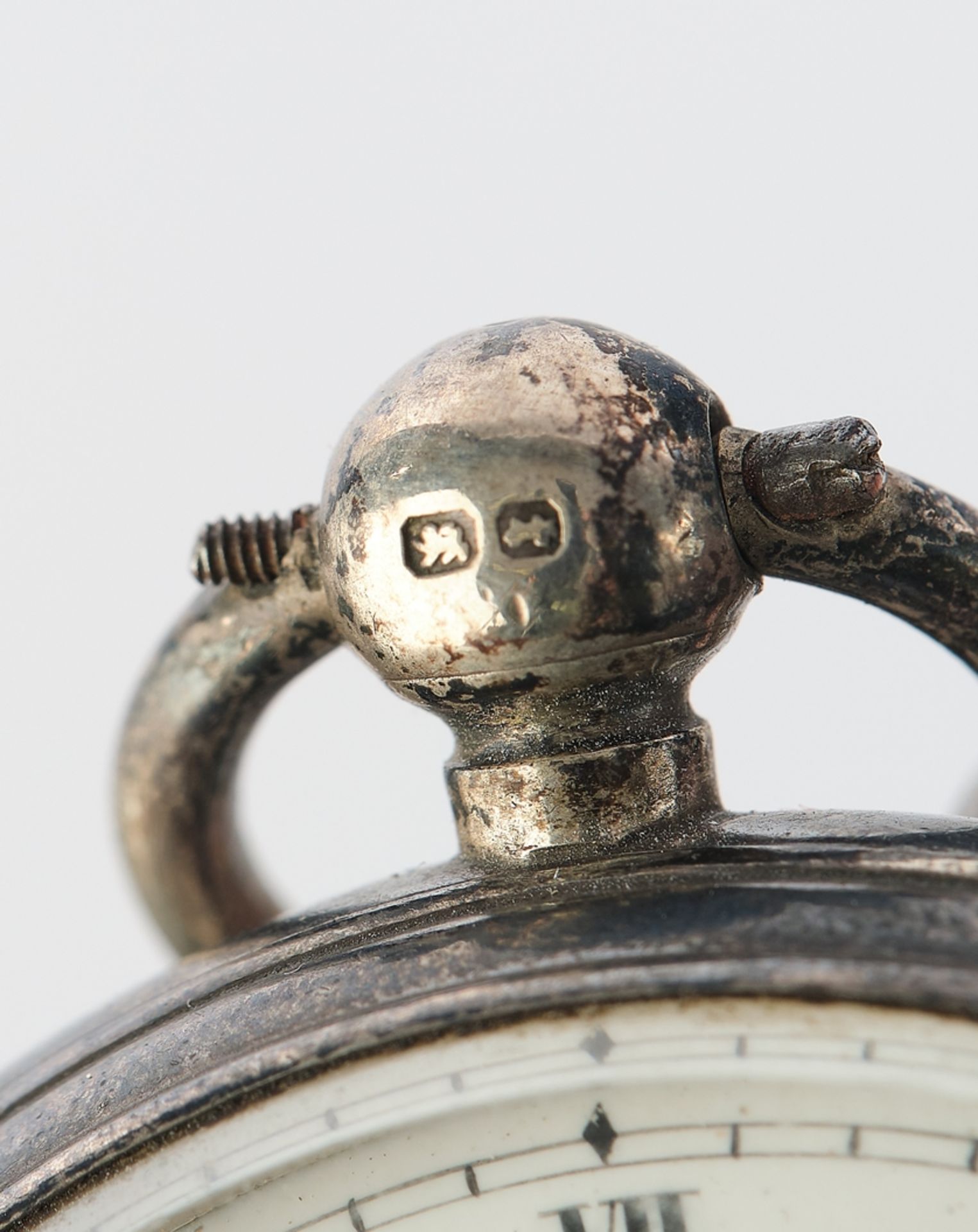 Spindle pocket watch, London, probably 1893, silver case, white enamelled dial sign. "George Readin - Image 3 of 6