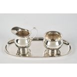 cream jug, sugar bowl, , sugar bowl, tray, silver 800, Wilkens, bulging vessels with moulded stand,