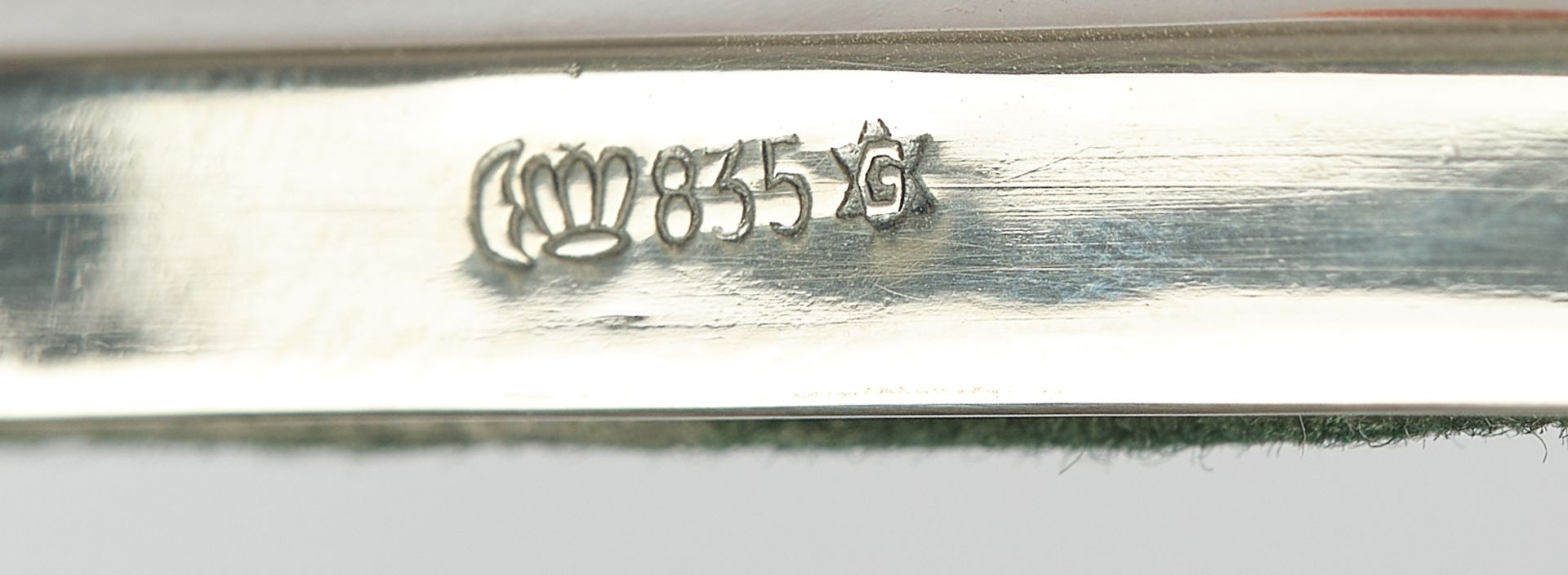 Kerzenhalter, Silber 835, Jakob Grimminger, vierseitig, einflammig, allseitige Namensgravuren, gesc - Bild 3 aus 3