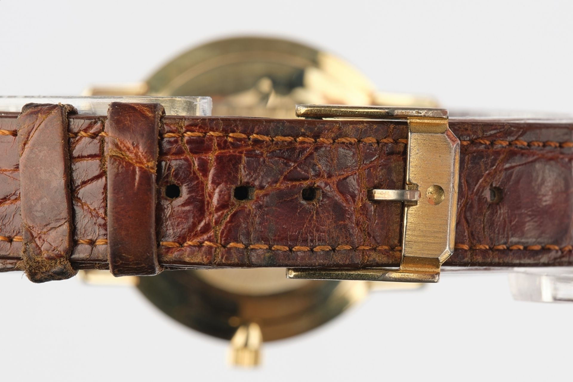 Jules Jürgensen, men's wristwatch, Denmark, circa 1960, case GG 585, brown leather strap with pin b - Image 3 of 5
