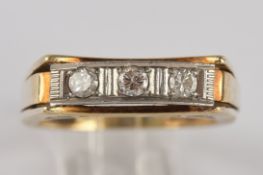 Ring, ca. 1920/30er Jahre, WG/GG 585, 3 Brillanten (Fassung Platin), zus. ca. 0.30 ct., 5.9 g, RM 5