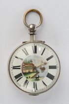 pocket watchA pocket watch, England, circa 1840, silver case, highly domed glass, enamelled dial wi