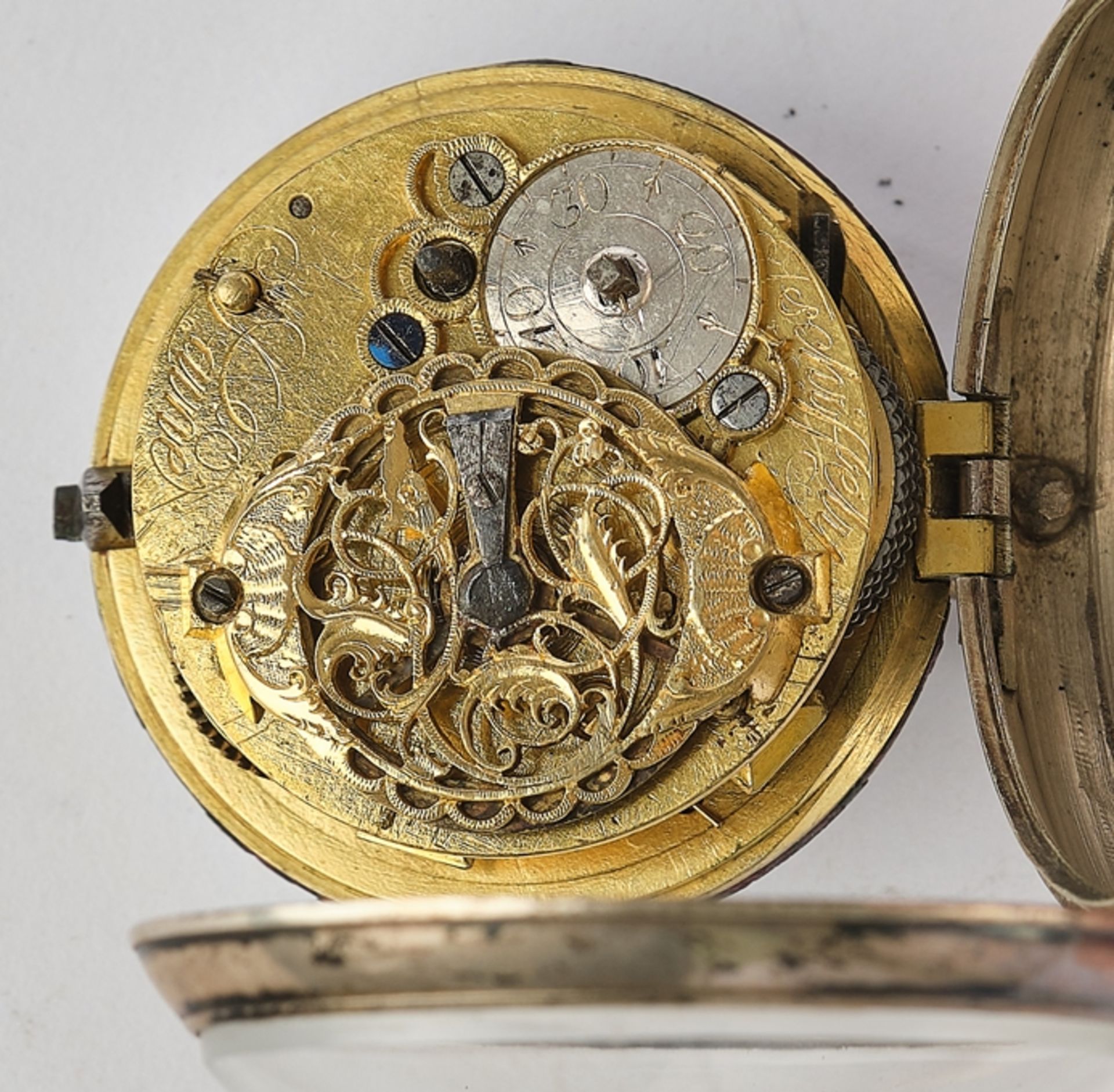 Pocket watch, Switzerland / France, 18th century, silver case, movement sign. "Tschiffely / Saine", - Image 5 of 6