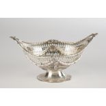 Basket, silver 925, London, 1890, Charles Stuart Harris, oval, on a stand, laurel garlands, rocaill