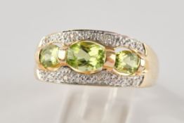 Ring, GG 585, Turmaline oval geschliffen, Brillantbesatz. ca. 4.05 g, RM 56