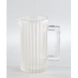 Lemonade jug, , "Jaffa", Lalique, colourless glass, partly frosted, cylindrical shape, marked Laliq