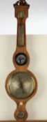 Barometer, England, 19. Jh., Mahagoni, Sprenggiebel, H. ca. 110 cm, Furnier mit Altersspuren