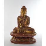 Buddha, Burma, 19th century, reddish-brown dry lacquer, remains of gilding, seated in meditation on