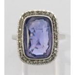 Ring, probably platinum, probably amethyst, 36 diamonds totalling approx. 0.30 ct, approx. 6.3 g, R