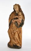 Holzfigur Ulm (um 1500), "Madonna mit Christuskind", 62 cm hoch, mit stark übergangener älterer Fas