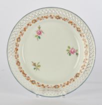 Breakthrough plate, KPM Berlin, c. 1790, antique smooth, rim with pointed arched opening and colour