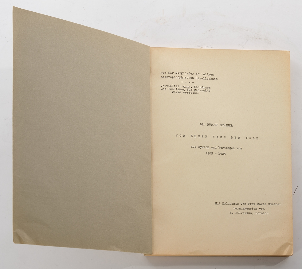 Book, Rudolf Steiner,, "Vom Leben nach dem Tode aus Zyklen und Vorträgen von 1905 bis 1925", specia - Image 2 of 3