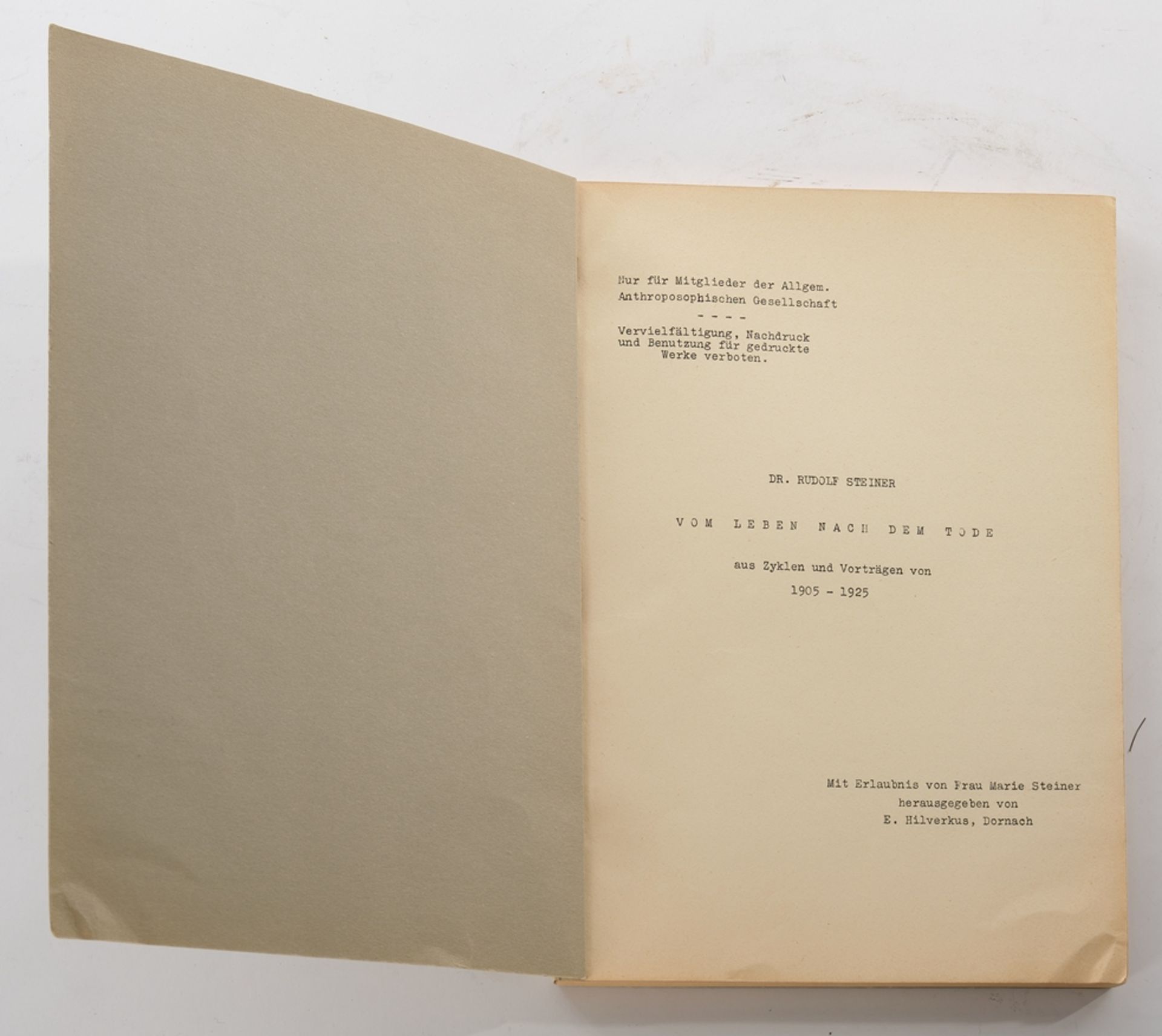 Buch, Rudolf Steiner, "Vom Leben nach dem Tode aus Zyklen und Vorträgen von 1905 bis 1925", Sondera - Bild 2 aus 3