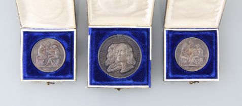 Konvolut von drei Medaillen der Königlichen Akademie der Künste Dresden