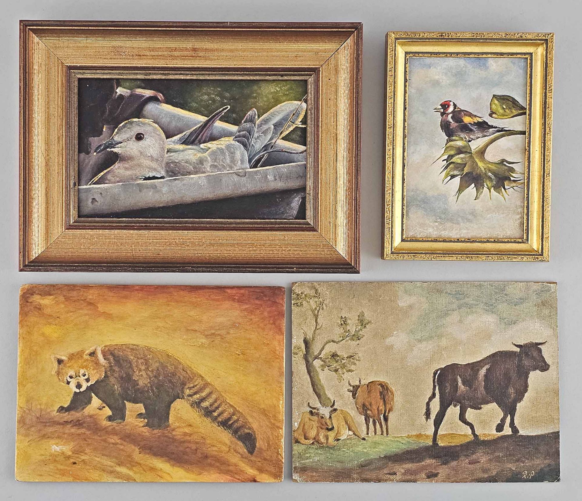 4 Gemälde Tiere