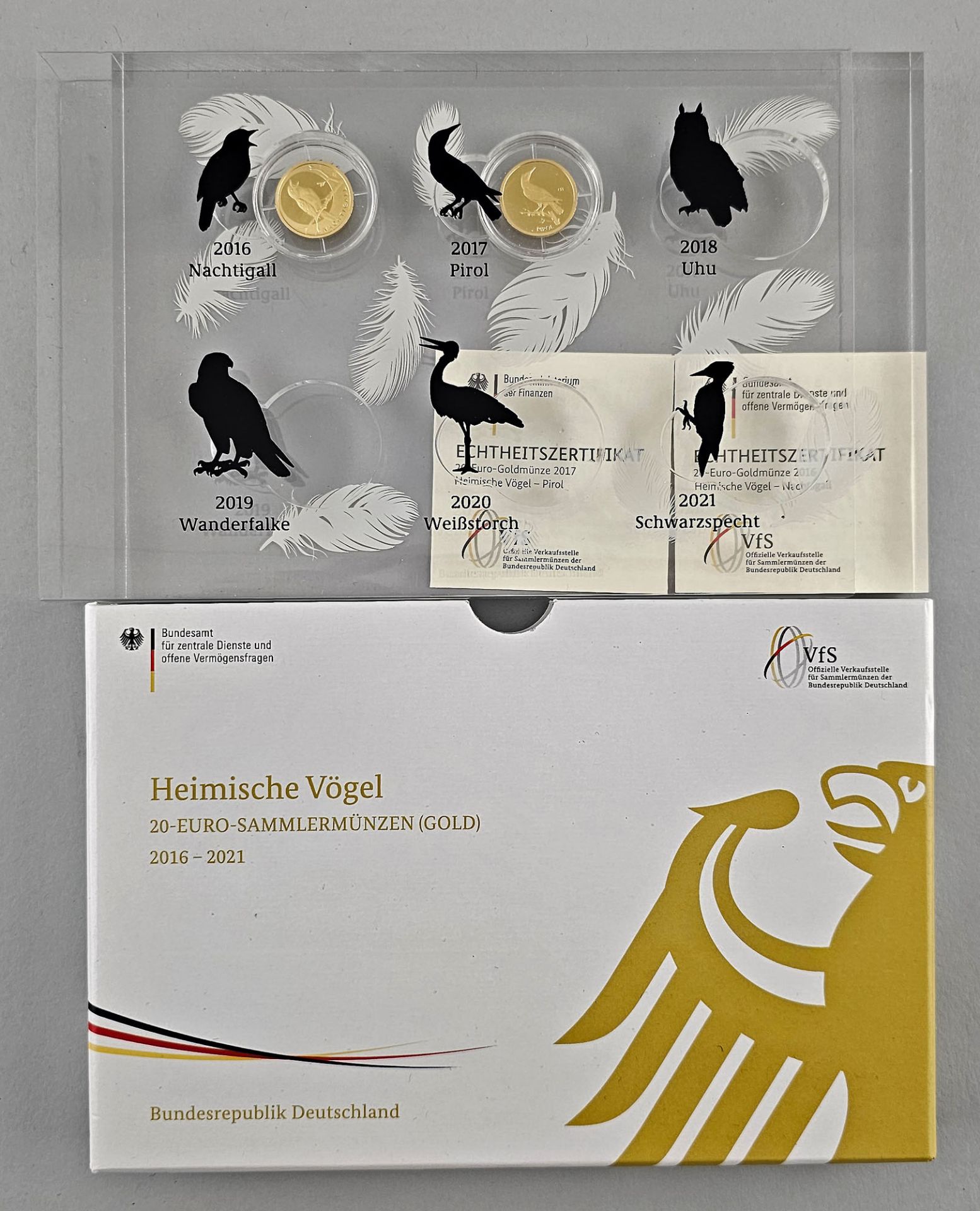 2 Goldmünzen 20 Euro Heimische Vögel 2016/2017