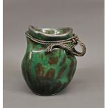 kleiner Design Krug/Vase mit Silber-Kordelband