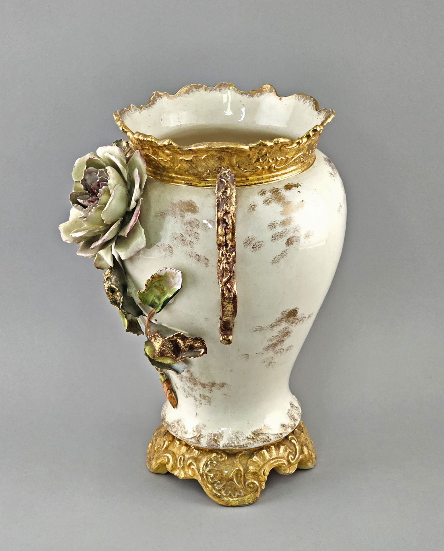 Große Majolika-Vase Blütenbelag   - Bild 2 aus 5