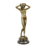 Bronze Skulptur Jugendstil Akt First Shiver 