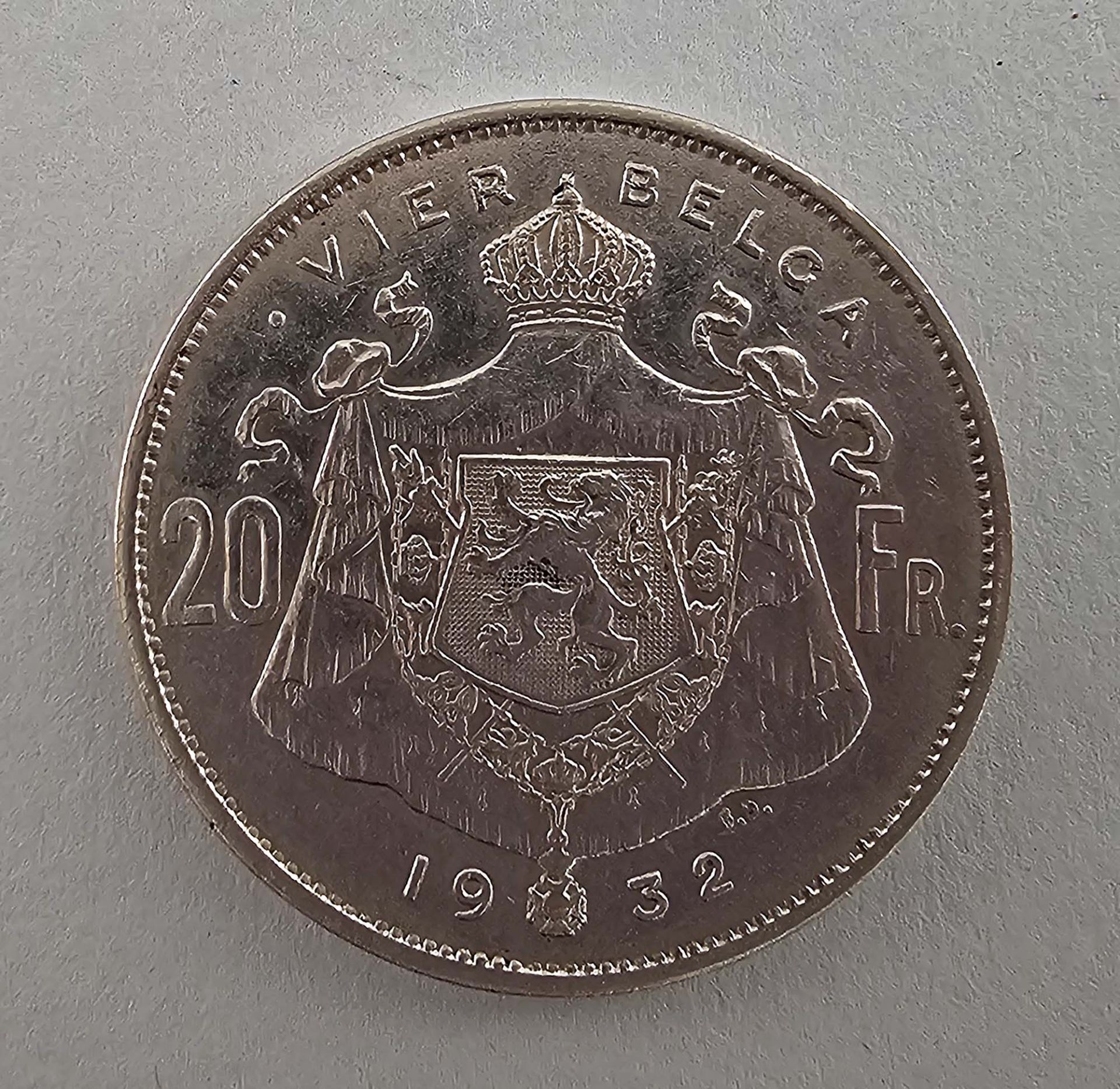4 Belga / 20 Francs - Albert I Belgien 1932 - Image 2 of 2