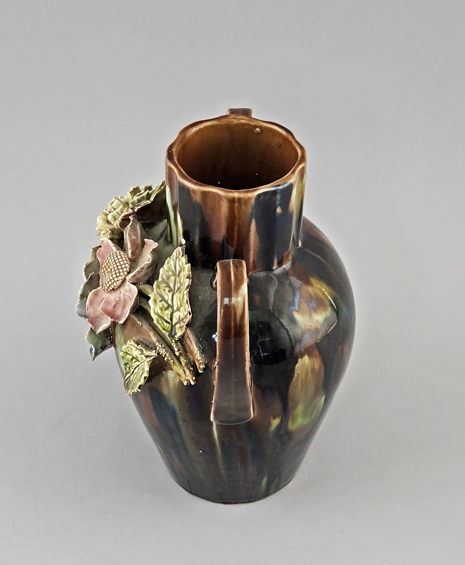 Majolika-Amphoren-Vase Blütenbelag  - Bild 2 aus 4