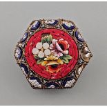 Glasmosaik-Brosche Millefiori Sechseck D3cm 