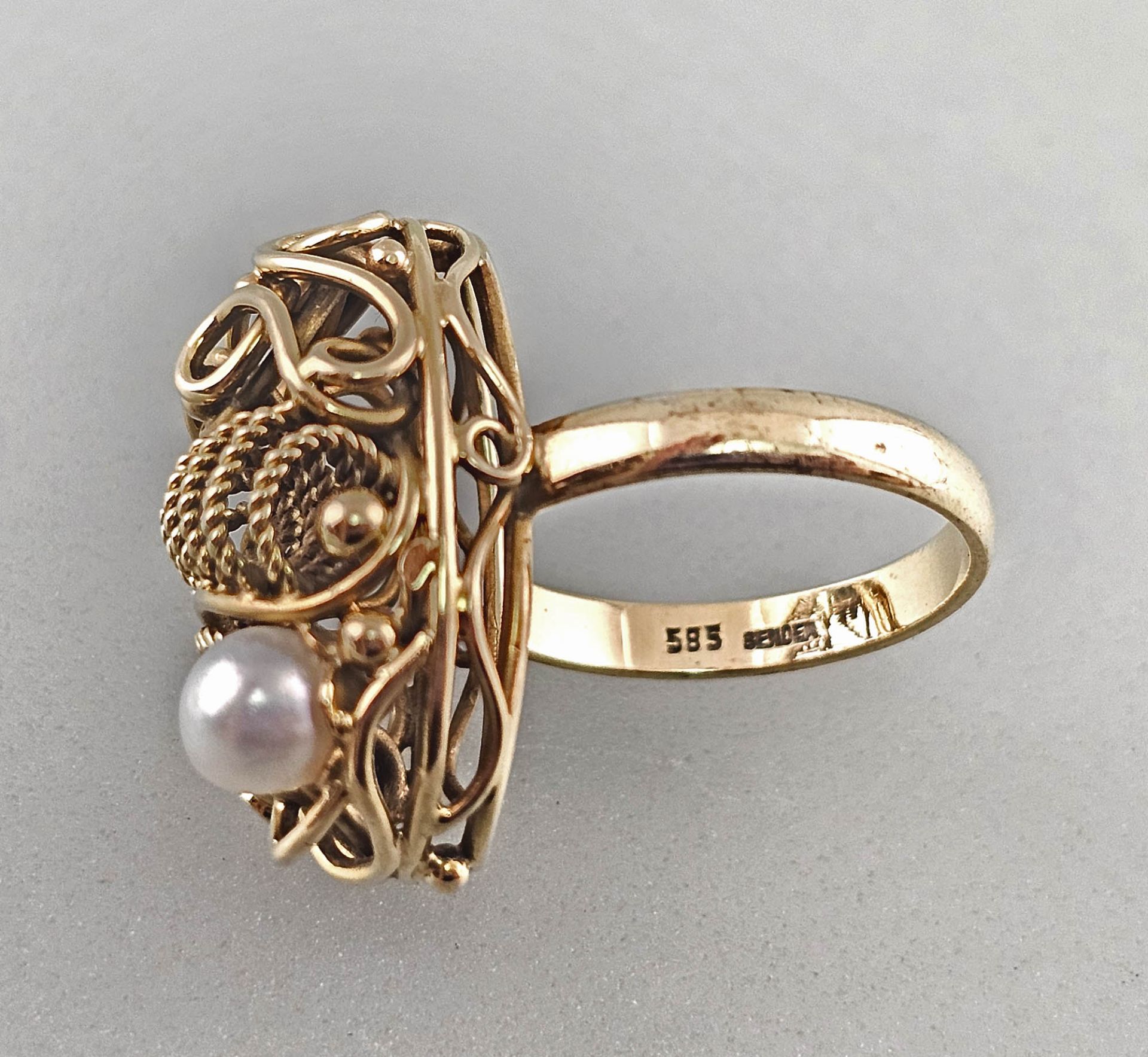 Filigraner Gold-Ring mit Perle - Bild 4 aus 4