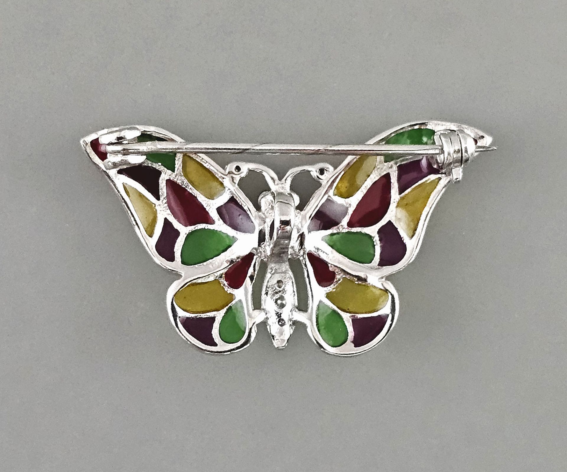 Amethyst-Saphir-Brosche /Anhänger emailliert Schmetterling  - Bild 2 aus 2