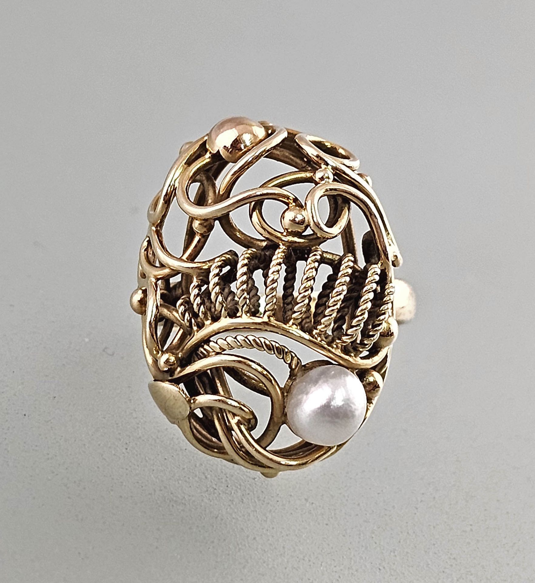 Filigraner Gold-Ring mit Perle - Bild 2 aus 4