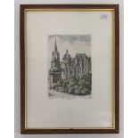 ETCHING "AACHEN CATHEDRAL"