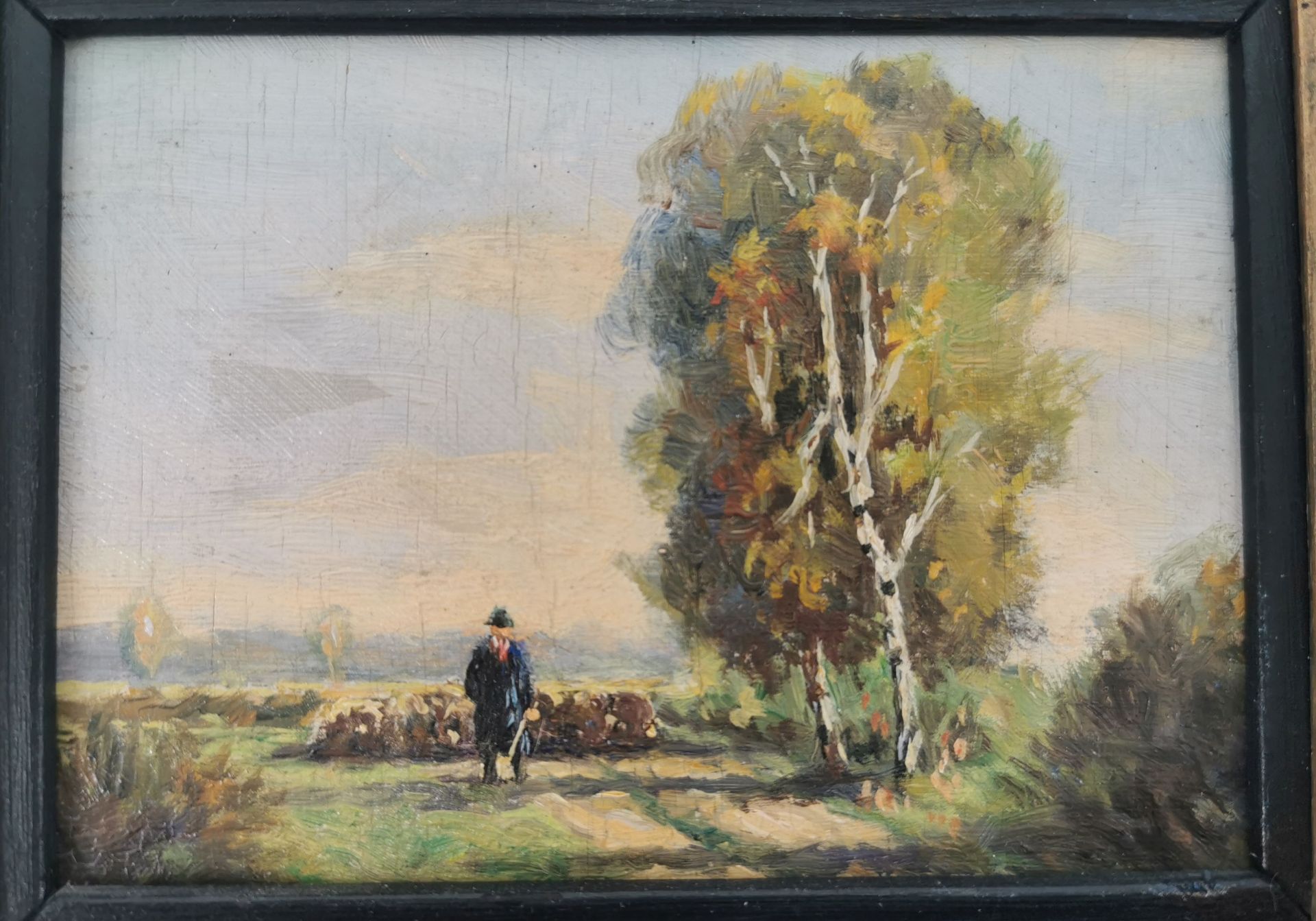 PAINTING: "SHEPHERD WITH HIS FLOCK" - Image 2 of 3
