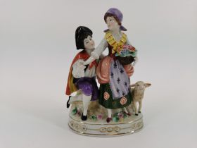 PORCELAIN FIGURINE GROUP: "SHEPHERD SCENE / GALLANT SCENE