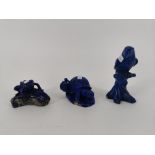 COLLECTION OF CARVED LAPIS LAZULI FIGURES