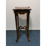 TABLE / SIDE TABLE / FLOWER STAND, circa 1900. Square, curved and slightly protruding top with